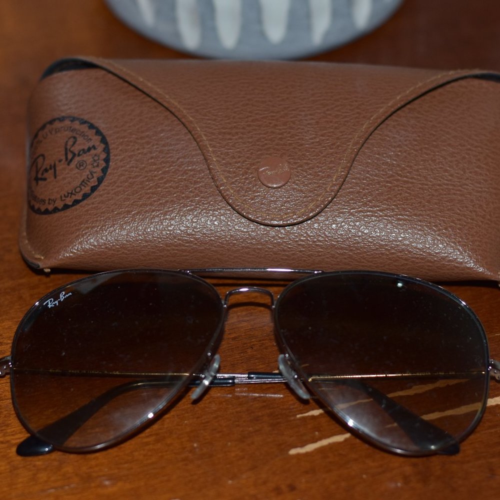 Ray Ban Aviator Sunglasses, Silver Frame